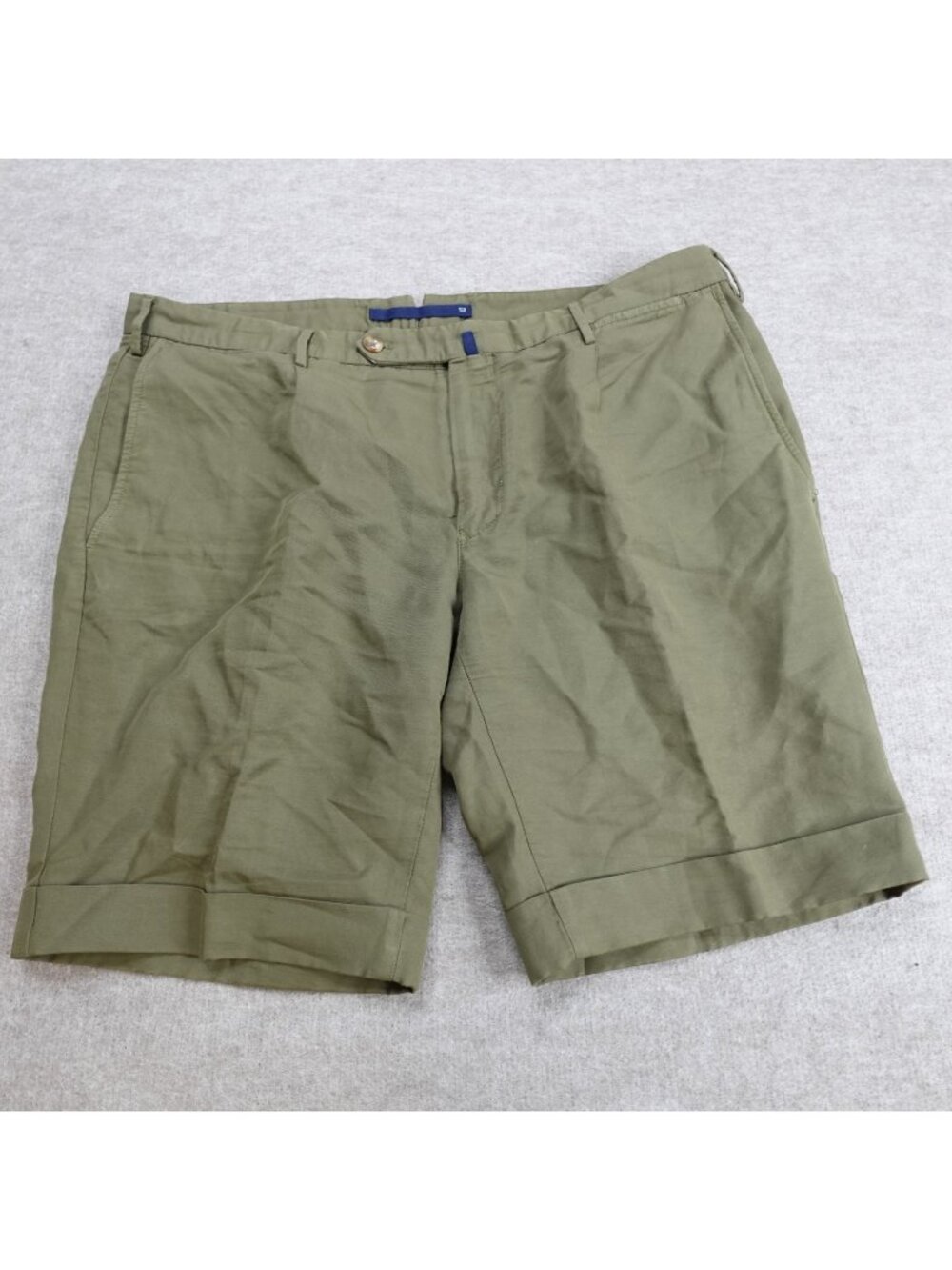 Incotex Mens Shorts Large / 52  Green Olive Slim Fit Chinolino Cuffed